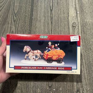 Lemax Christmas Village Collection VTG 1995 Porcelain Hay Carriage Ride w/ Box